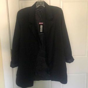 Pretty Little Thing Blazer Womens 2 Black Single Breasted 1 Button Notch Collar